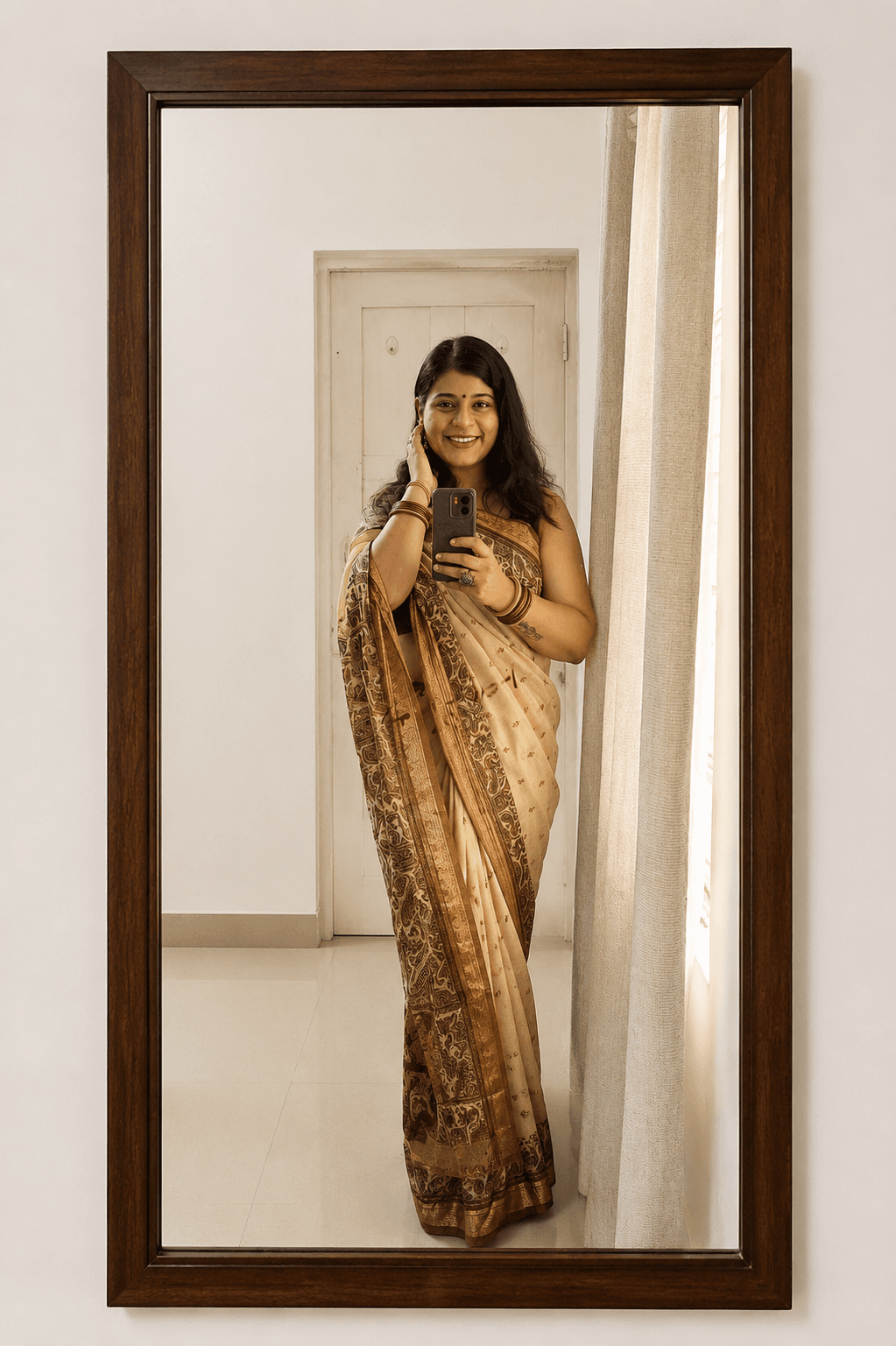 The Chaitikaa founder draped in a handloom saree